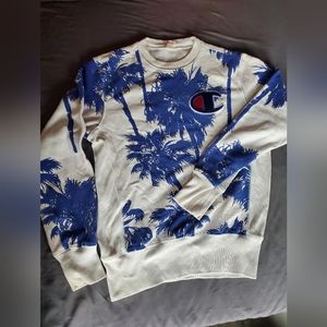 Champion Reverse Weave Sweatshirt Blue Palm Trees